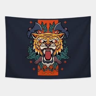 Tiger with axe In the Background Tapestry