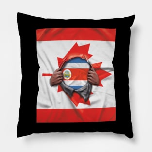 Costa Rica Flag Canadian Flag Ripped - Gift for Costa Rican From Costa Rica Pillow