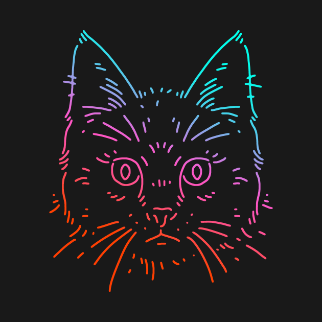 Cat Face In Colors by CyberpunkTees