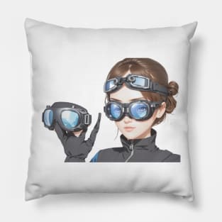 Girl with goggles Pillow