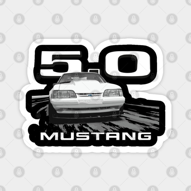 Mustang GT 5.0 LX Fox Body Notchback coupe Magnet by cowtown_cowboy