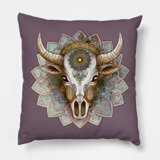 Cow skull mandala Pillow