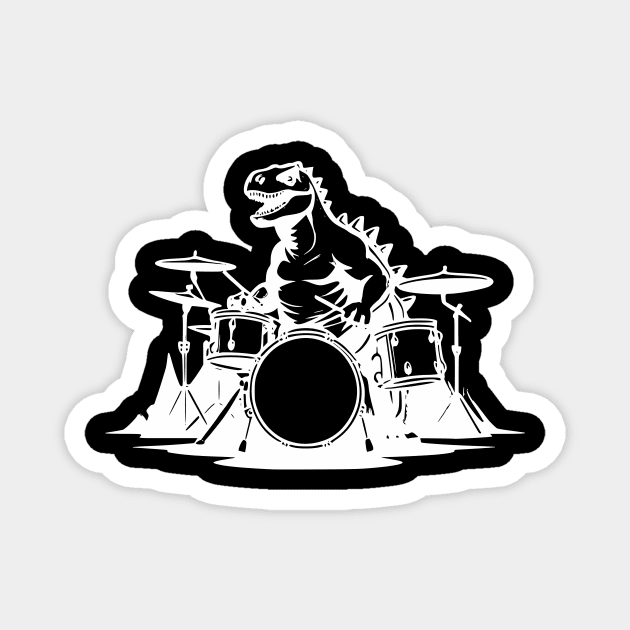 Dino Drummer Magnet by aceofspace