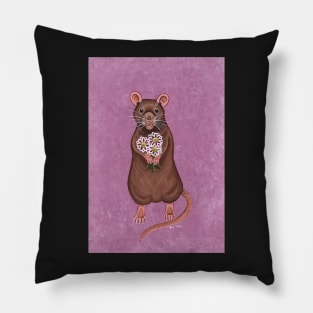 Rat and Flowers Pillow