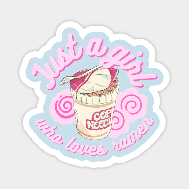 Just a girl who loves ramen kawaii pink Japanese Magnet by Super Kawaii Club