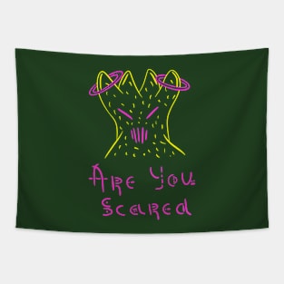 Are you scared, Scary colourful alien, Versecism Art Tapestry