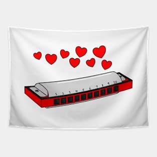 Harmonica Valentines Day Harmonicist Wedding Musician Tapestry