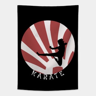 Female Karate Fighter Circle Tapestry