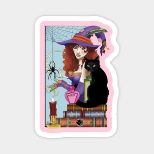 Witch, Cat & Candle Magnet