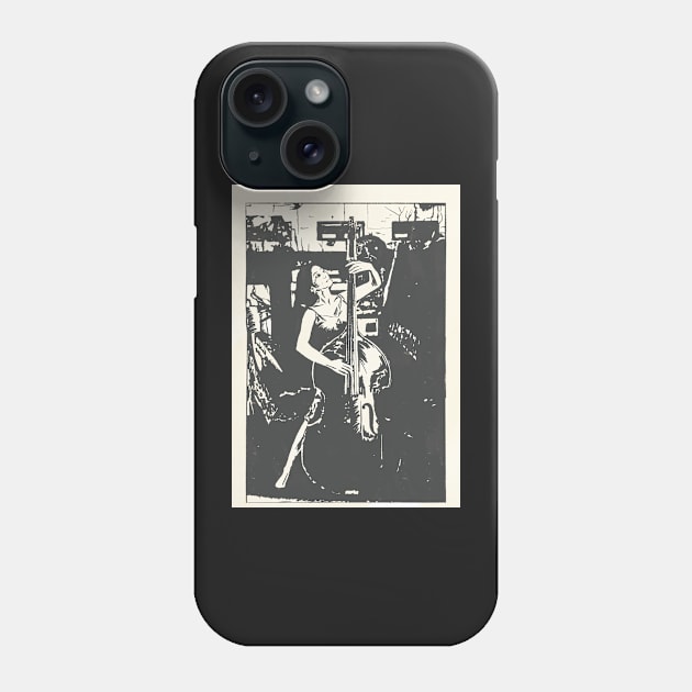 Double Bass time blues black and white Linoprint Phone Case by NattyDesigns