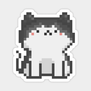 Pixel Quiet White Black Hair Cat 46 Magnet