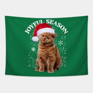 Joyful Christmas cat Tapestry