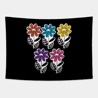 colorful cute flowers vector tshirt design Tapestry