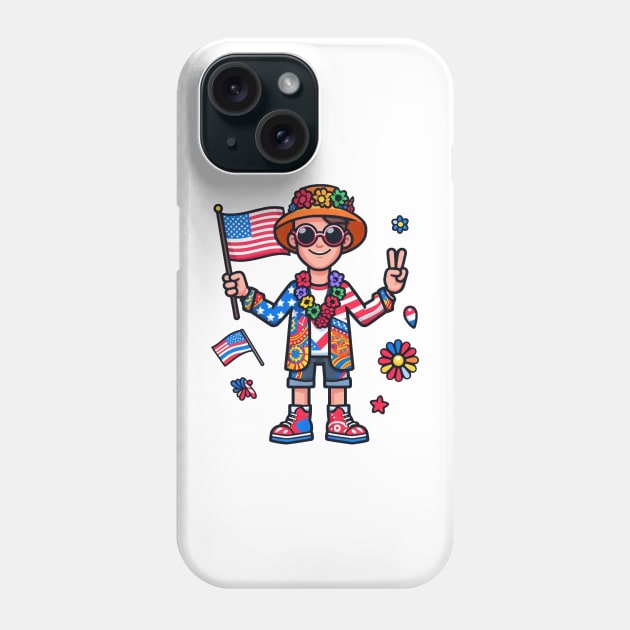 A Whimsical Tribute to American Culture in Cartoon Style T-Shirt Phone Case by ragil_studio