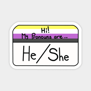 Hi my pronouns are - he she - nonbinary pride Magnet