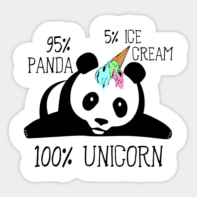 95 Panda 5 Ice Cream 100 Unicorn Funny Pandicorn Sticker 95 Panda 5 Ice Cream 100 Unicorn Funny Pandicorn Sticker