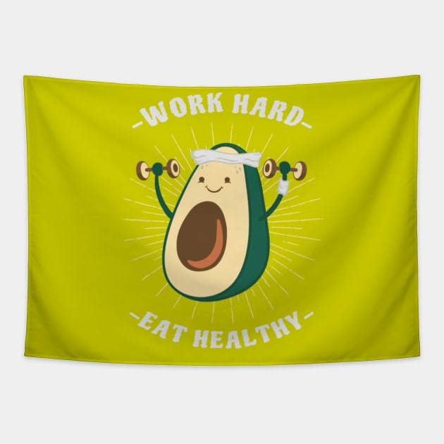 Work Hard, Eat Healthy Tapestry by NotUrOrdinaryDesign