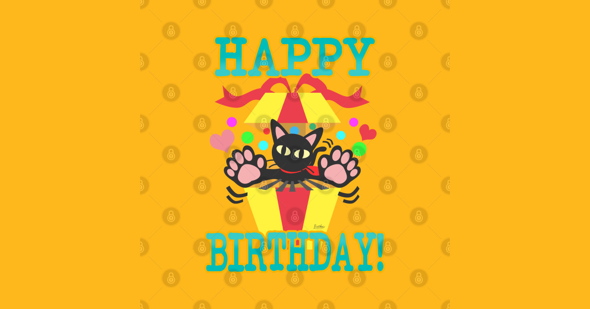 Happy Birthday! Black Cat TShirt TeePublic