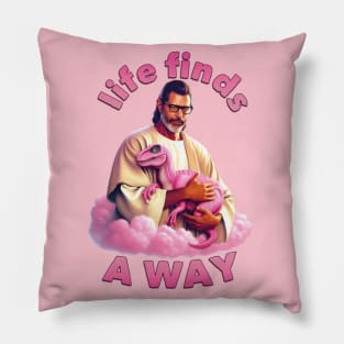 Life Finds a Way Pink Raptor Pillow