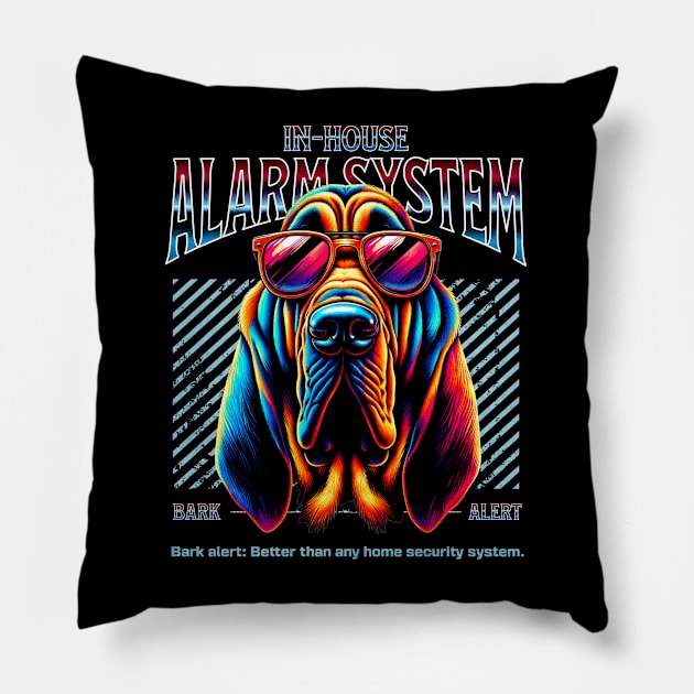 Bark Alert Bloodhound Dog Pillow by Miami Neon Designs