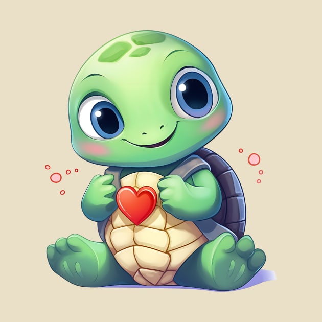 Cute Turtle valentines theme saying "I'm sorry" (No Text) by UmagineArts