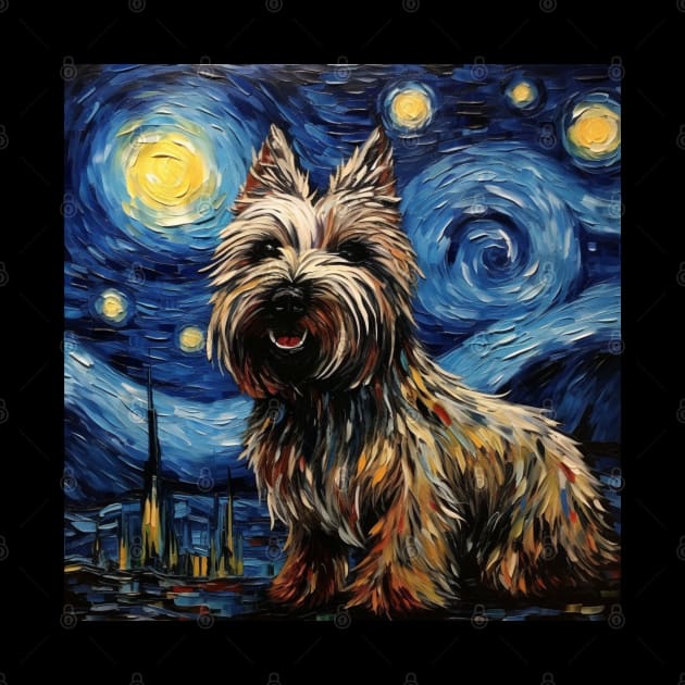 Skye Terrier Starry Night painting by NatashaCuteShop