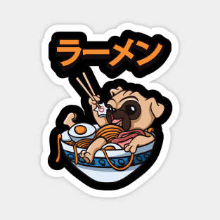 Pug Eating Ramen Magnet