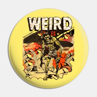 Chained Zombie Monster at the bottom of the Sea. Cover Comic Weird Tales Swamp Spirit, Shark and Fish Pin