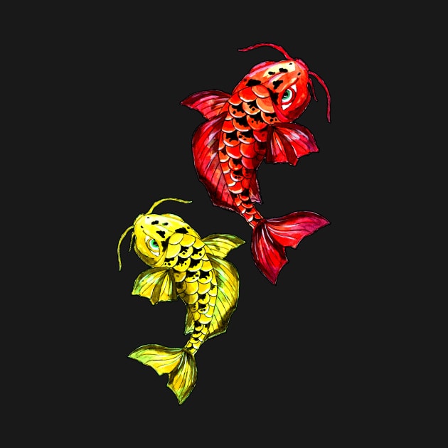 Red and Yellow Koi Carps by ZeichenbloQ