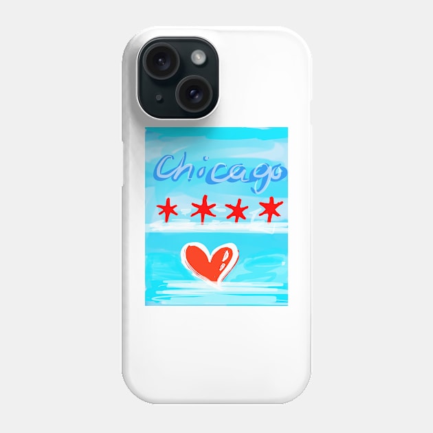 Chicago Flag & Heart Phone Case by Grafititee