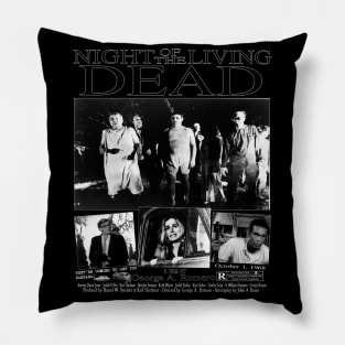 Night of the Living Dead - Black and White Horror Classic Spooky Film Poster Pillow