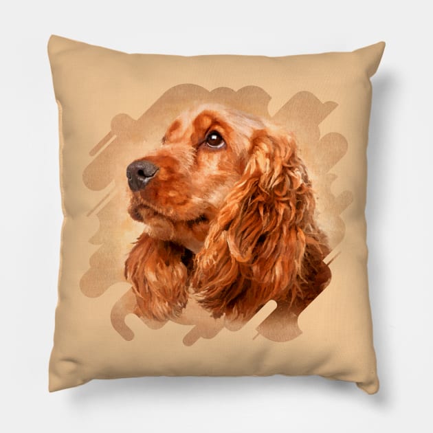 English Cocker Spaniel Pillow by Nartissima