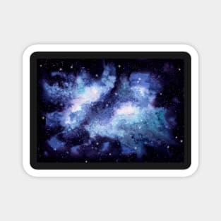 Watercolor Light Blue Galaxy and Starry Sky Magnet