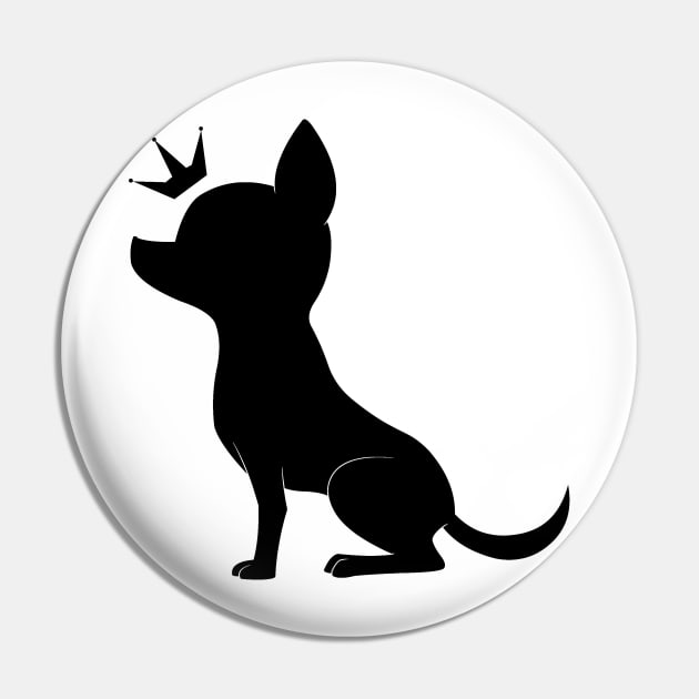 Chihuahua Royalty Silhouette in its Crown Pin by PaperRain