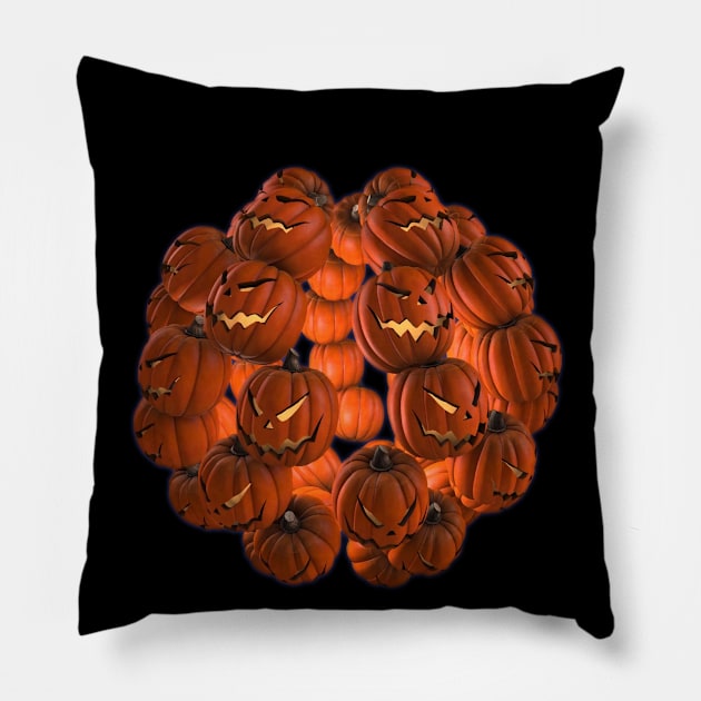 All Pumpkin Faces at Happy Halloween Pillow by Ahmed1973