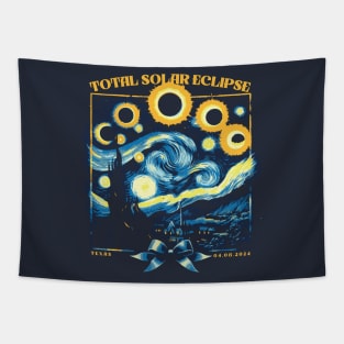 Total Solar Eclipse 2024 // Vintage Starry Night Fan Art Tapestry