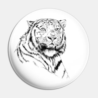 Amur Tiger Portrait Black and White Pin