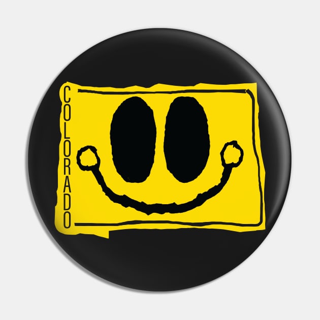 Colorado Happy Cartoon Map Face with smile Pin by pelagio