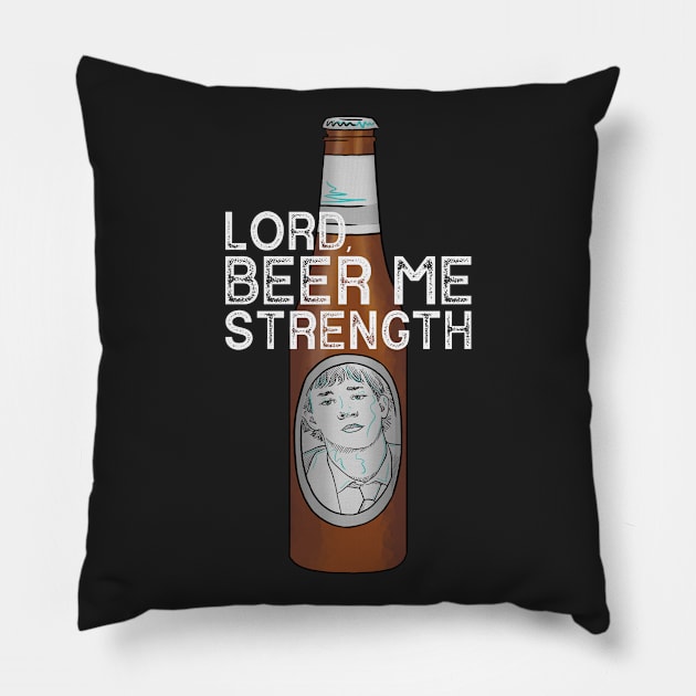 Beer Me Strength Pillow by polliadesign
