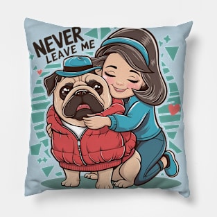 Puppy Love: A Cozy Embrace. Pug dog Lovers Pillow