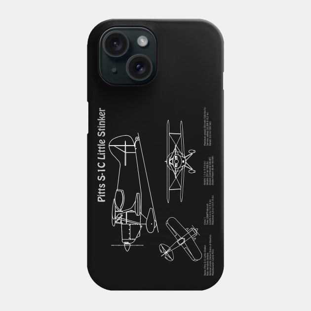 Betty Skelton Pitts S-1C Little Stinker Blueprint - PDpng Phone Case by SPJE Illustration Photography