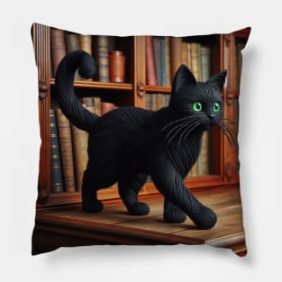 Thread cat in the library Pillow