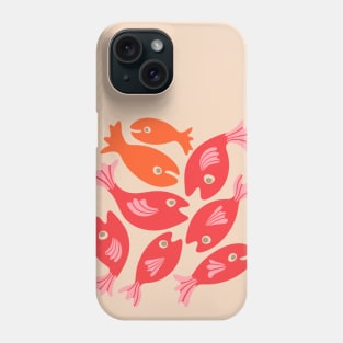 TEEMING Cute Swimming School of Fish Red Orange - UnBlink Studio by Jackie Tahara Phone Case