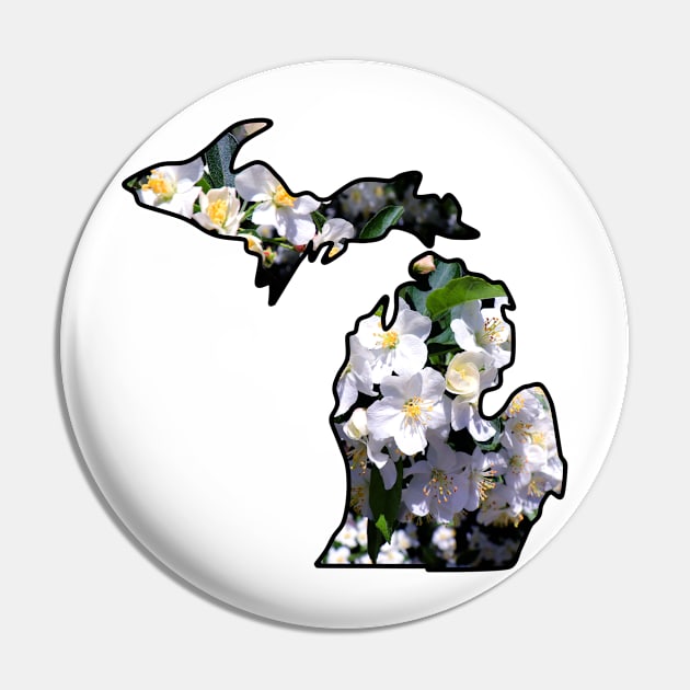 Michigan White Flower Pin by MissOstrich