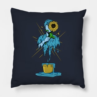 Dripping Man and Sunflower Pillow