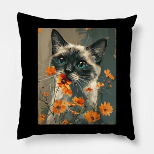 Ragdoll  Cat Flowers Photo Funny Cat Lover Gift Idea Pillow