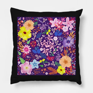 Bright Autumn Floral_Purple Background Pillow