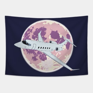 Bombardier Challenger 350 Jet Full Moon Tapestry