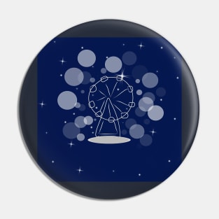 Ferris wheel, attraction, carousel. Banner, illustration with dark blue color background Pin