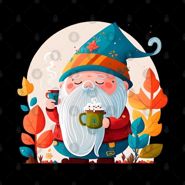 Funny Coffee & Gnome Lovers Cute Retro Fall Gardener by Ai Wanderer